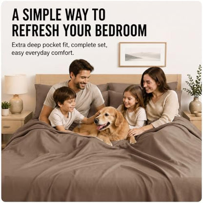 CozyLux King Size Sheets Set 6-Piece, 21-Inch Deep Pocket, Soft Feel
