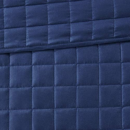 Madison Park Heritage Comforter Quilt Combo Set - Modern Luxury Design, All Season Down Alternative Bedding, Matching Shams, Decorative Pillows, King/Cal King(104"x92"), Color Block Navy 8 Piece