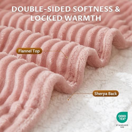 Reaks Heated Throw Blanket, 5 Heat Levels, 3 Hours Auto-Off, 50"x60", Pink
