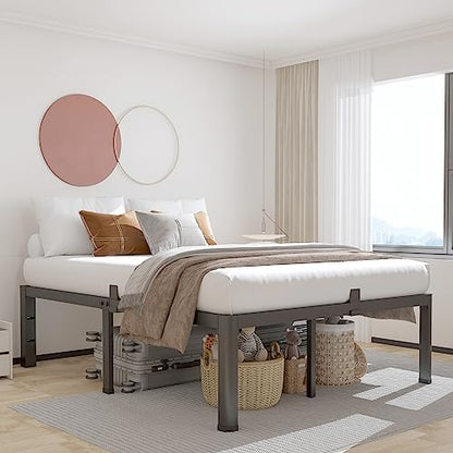 ROIL 18 Inch Queen Bed Frame with Rounded Corner & 4 Mattress Baffles