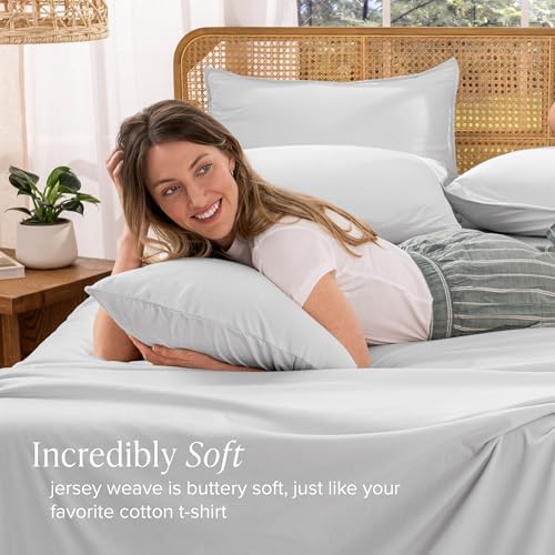 Bare Home 100% Organic Cotton Jersey Sheet Set (Full, Cloud Grey)