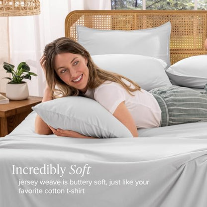 Bare Home 100% Organic Cotton Jersey Sheet Set (Full, Cloud Grey)