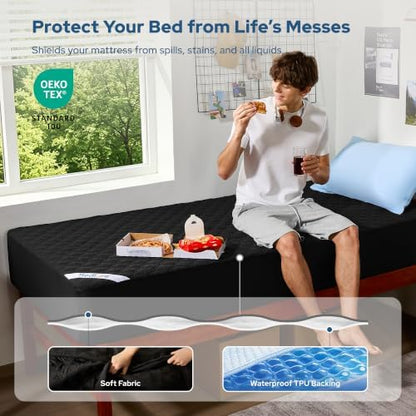 BEDLORE 2 Pack Waterproof Mattress Protector, Twin XL Size Mattress Pad