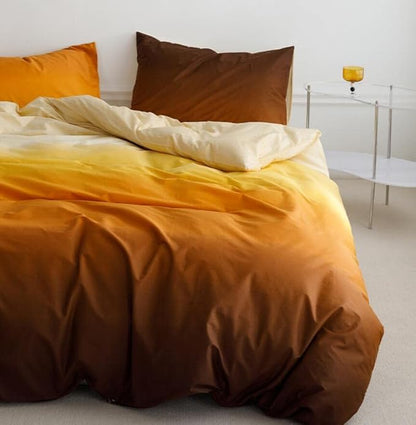 Cottonight Orange Gradient Comforter Set Full Orange and Beige Yellow Gradient Bedding Comforter Set Aesthetic Blanket Quilts Breathable Sunset Color 3 Piece Bedding Comforter Set