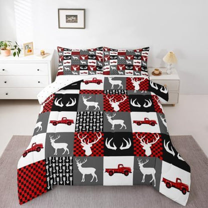 Feelyou Farmhouse Deer Comforter Set Queen Size for Kids Boys Girls