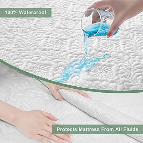 Sufdari King Waterproof Mattress Protector, Waterproof Mattress Cover,Breathable & Noiseless Mattress Pad, Waterproof Quilted Fitted Sheet Fits Up to 8-18" Deep Pocket
