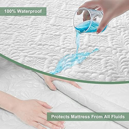 Sufdari King Waterproof Mattress Protector, Waterproof Mattress Cover,Breathable & Noiseless Mattress Pad, Waterproof Quilted Fitted Sheet Fits Up to 8-18" Deep Pocket