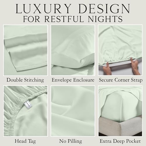 KARISSA MAE 6 Piece Luxury Bamboo Viscose King Sheet Set, 4 Pillowcases
