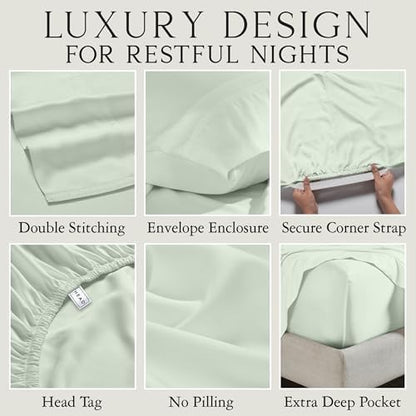 KARISSA MAE 6 Piece Luxury Bamboo Viscose King Sheet Set, 4 Pillowcases