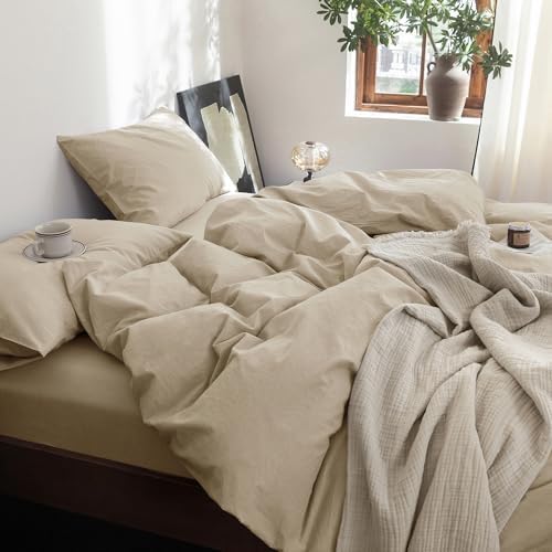 FOSSA Duvet Cover Set 100% Washed Cotton Linen Feel King