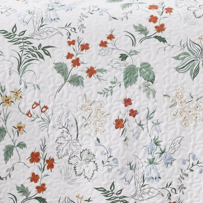 EXQ Home Printed Quilt Set Full Queen Size Green Leaves Bedspread Set