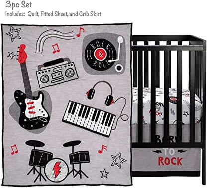 Lambs & Ivy Rock Star Musical Instruments 3-Piece Baby Crib Bedding Set - Gray