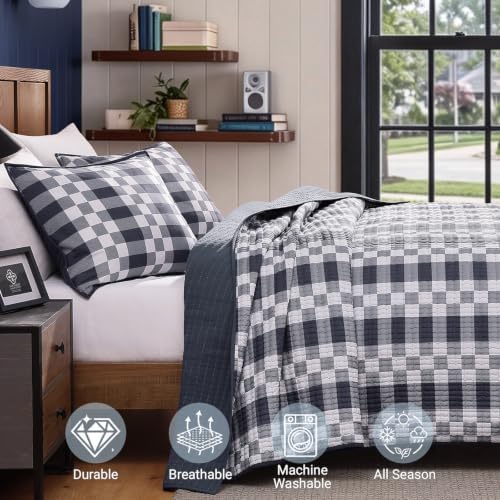 King Quilt-Lightweight Bedspread Plaid Quilt King Size Quilt Bedding Set