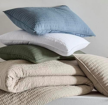 WDCOZY 100% Cotton California King Size Quilt Set, Pick Stitch, Grey