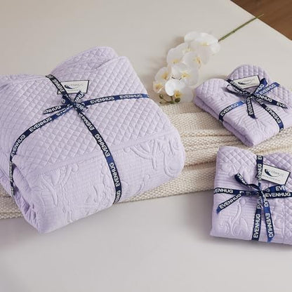 EVENHUG Oversized King Bedspreads California King Quilt Set with Pillow Shams Extra Wide Large King Size Quilts Lightweight Coverlet Bedding Sets Purple 120"x120"