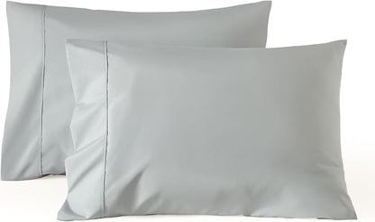 WINLIFE Standard Size Pillow Cases 2 Grey 100% Egyptian Cotton Standard Pillowcases Set of 2 (20''×26''), Soft and Breathable Pillow Case, Grey