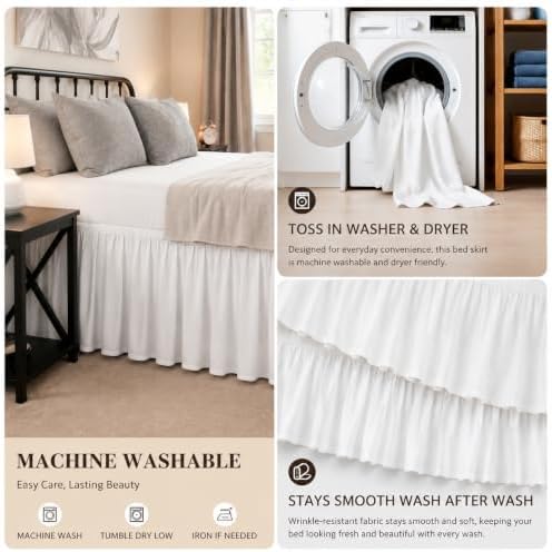 RIMELA Bed Skirt with Split Corners, Full, 12 Inch Drop, White
