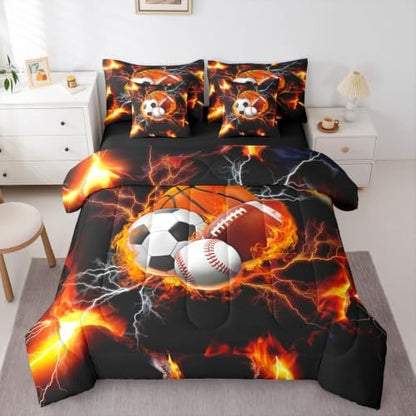 Erosebridal 3D Sports Print Comforter Sets with Sheets -