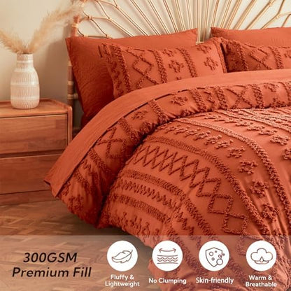 MR&HM California King Comforter 7 Pieces, Boho Tufted Bed Set Terracotta