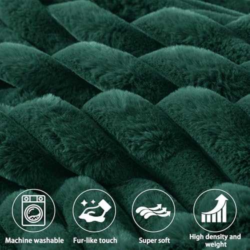 Rycwola Faux Fur Headboard Pillow with 2 Pack Neck Roll Pillow Large Headboard Pillow Soft and Supportive with Removable Cover (Green, King)