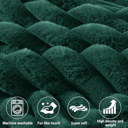 Rycwola Faux Fur Headboard Pillow with 2 Pack Neck Roll Pillow Large Headboard Pillow Soft and Supportive with Removable Cover (Green, King)