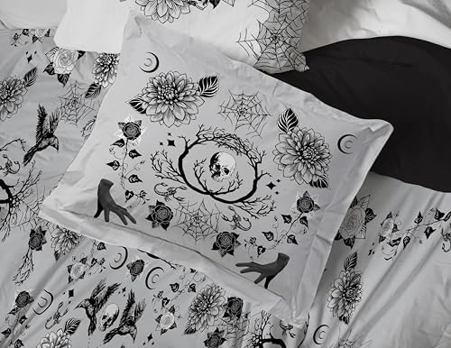 Wednesday Addams Queen Comforter Set 7 Piece Floral Bedding for Girls, Gray