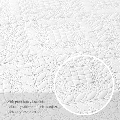 FLYMME Full Queen Quilt Bedding Set,Lightweight White Bedspreads,Vintage Olive Leaf Design,Ultra Soft Microfiber Bed Coverlet 3 Pieces for All-Season (1 Quilt,2 Shams)