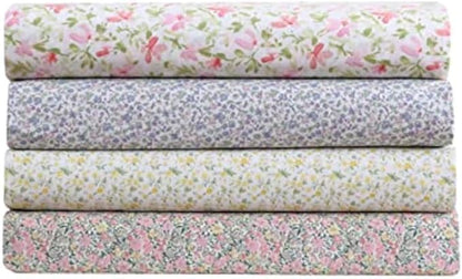 Laura Ashley - Full Sheets, Cotton Percale Bedding Set, Lightweight & Breathable Home Decor (Norella Pink, Full)