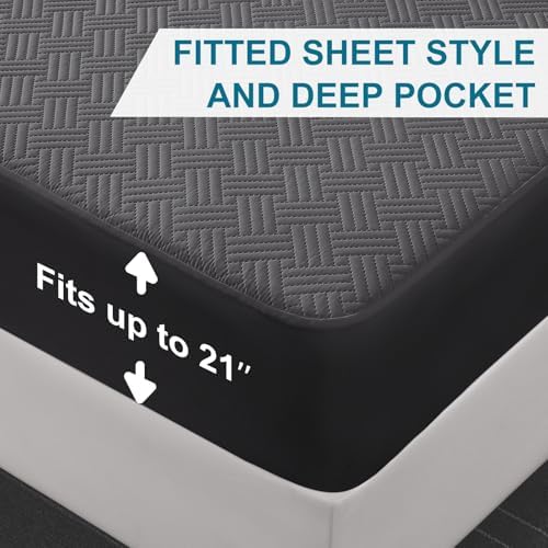 Waterproof King Size Mattress Protector with Deep Pockets, Gray