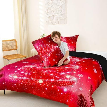 Feelyou Christmas Tree Comforter Set Queen for Children Kids Boys Girls