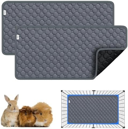 Washable Guinea Pig Cage Liner, 16"x31" Fleece Bedding 2 Pack, Gray
