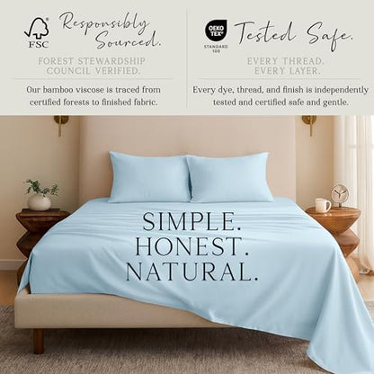 KARISSA MAE 7 Piece Luxury Bamboo Viscose Split King Sheets, FSC Certified