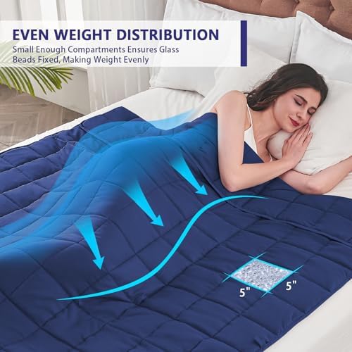 yescool Weighted Blanket for Adults 17lbsQueen Size, 60" x 80", Blue