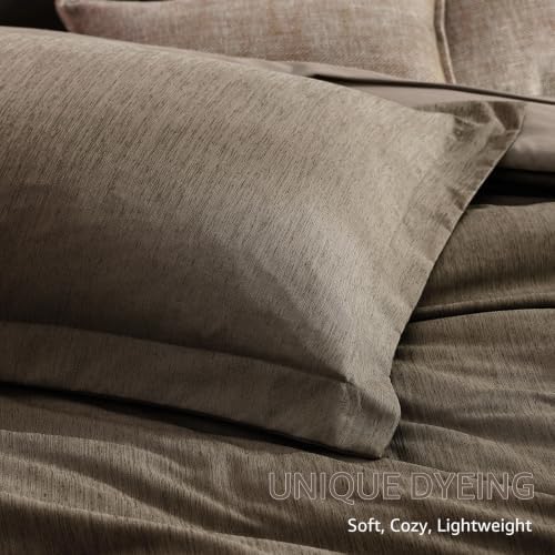 Monbix King Size Comforter Set 7 Pieces Taupe Grey Bed in a Bag