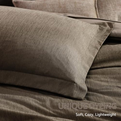 Monbix King Size Comforter Set 7 Pieces Taupe Grey Bed in a Bag