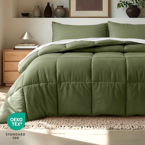 Bare Home Queen Comforter Set - 1800 Ultra Soft (Queen, Cypress Green)