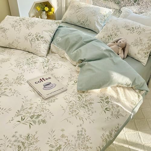 LifeTB Vintage Floral Comforter Set King, 3 Pieces Boho Floral Bedding Comforter Botanical Flowers Comforter with 2 Pillowcases, Fluffy Soft Cottagecore Bedding Set Flowers Pattern King Comforter Set