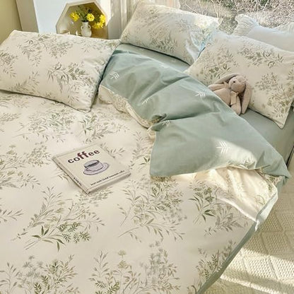 LifeTB Vintage Floral Comforter Set King, 3 Pieces Boho Floral Bedding Comforter Botanical Flowers Comforter with 2 Pillowcases, Fluffy Soft Cottagecore Bedding Set Flowers Pattern King Comforter Set