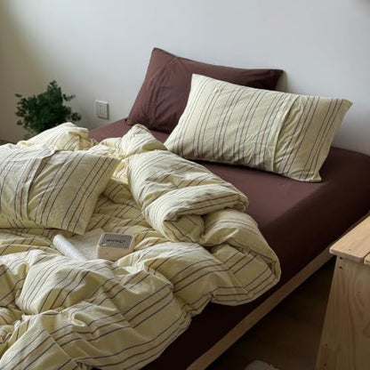 LifeTB Vintage Striped Duvet Cover Twin XL 3 Piece Striped Bedding Set