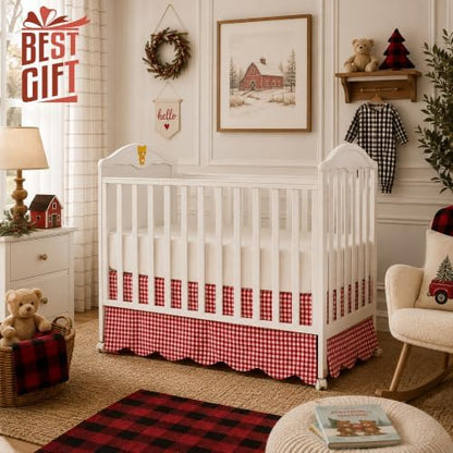 Brandream Scallop Edge Cotton Crib Skirt, Baby Boy Girl Toddler Bedskirt