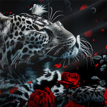 CCoutueChen Red Rose Leopard Comforter Set King Size Black Wildlife Comforters 3D Cheetah Bedding Set Safari Animal Bedding Sets 3 Piece Animals Bed Set Soft Microfiber Down Alternative Comforter Sets