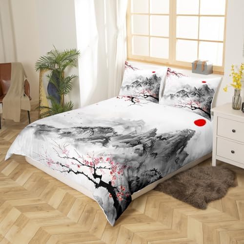 Feelyou Cherry Blossoms Duvet Cover Queen Size Boys Girls Teens