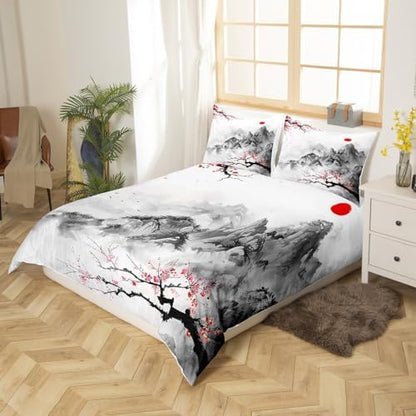 Feelyou Cherry Blossoms Duvet Cover Twin Size Boys Girls Teens