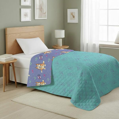 Northwest Bluey Bingo Dance Party Quilted Throw Blanket – Official Cartoon Throw Blanket Featuring Bluey, for Adults Boys Girls Bed, Couch, or Playroom, 60 x 80 Inches