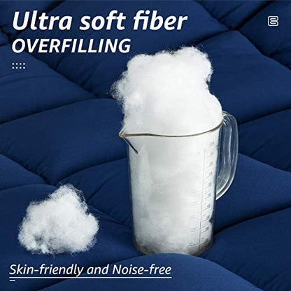 HYLEORY All Season Full Size Bed Comforter - Cooling Down Alternative Quilted Duvet Insert with Corner Tabs - Winter Warm - Machine Washable - Navy Blue