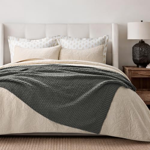 EVERGRACEHOME Chunky Chenille Knit Throw Blanket, 50 x 60, Charcoal Gray