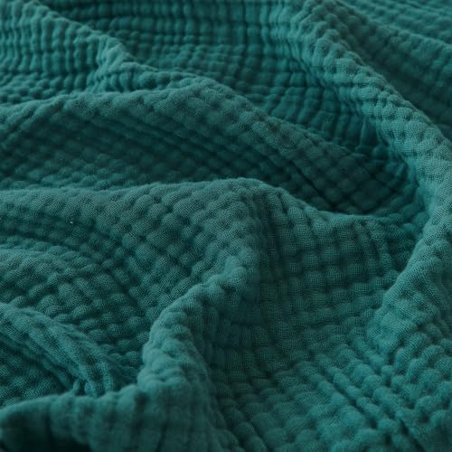 EMME Muslin Blankets for Adults Throw Blanket for Couch Breathable Gauze Soft Lightweight Airy Dark Teal Twin XL 66" x 90"