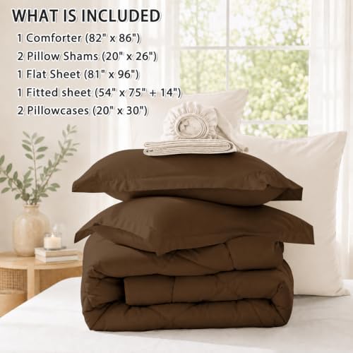 Anluoer Full Size Comforter Sets, 7 Piece Bed in a Bag Full Bedding Sets