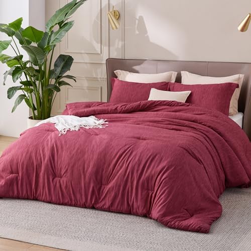 Bedsure Red Twin Comforter Set, Soft College Dorm Room Essentials 2 Pcs