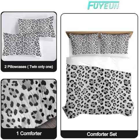 Grey Cheetah Print Comforter Set Twin, Leopard Bedding for Girls